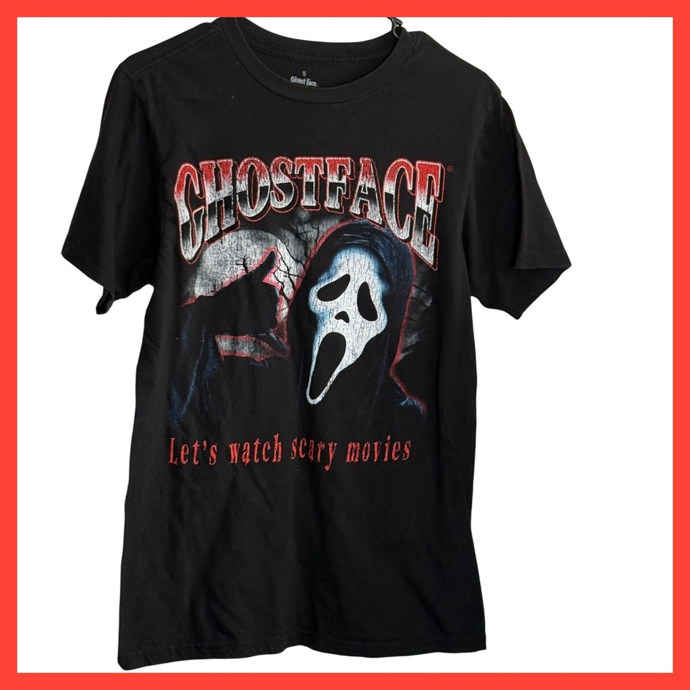 Ghostface Scream Let's Watch Scary Movies Horror Graphic T-Shirt Black Small S